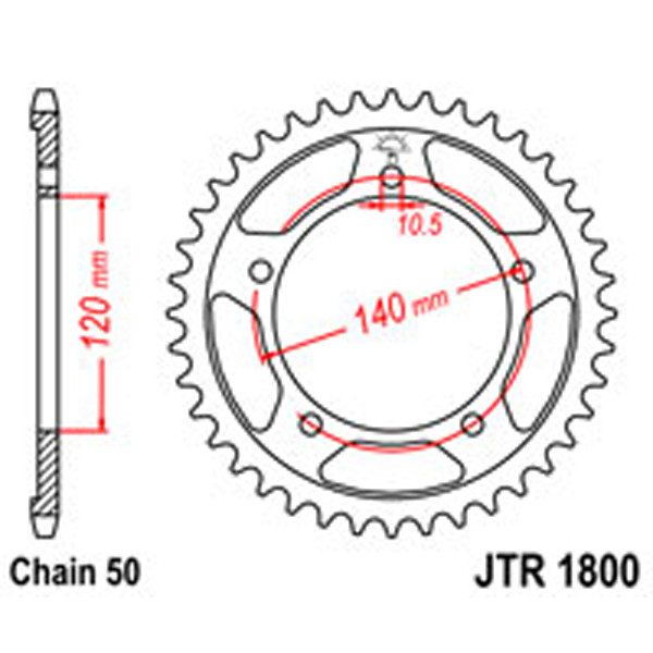 JT JT Rear Sprockets R/W 1800-45 (4409)